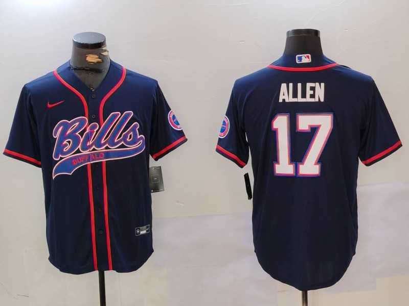 Mens Buffalo Bills #17 Josh Allen Navy Team Cool Base Stitched Baseball Jersey->buffalo bills->NFL Jersey